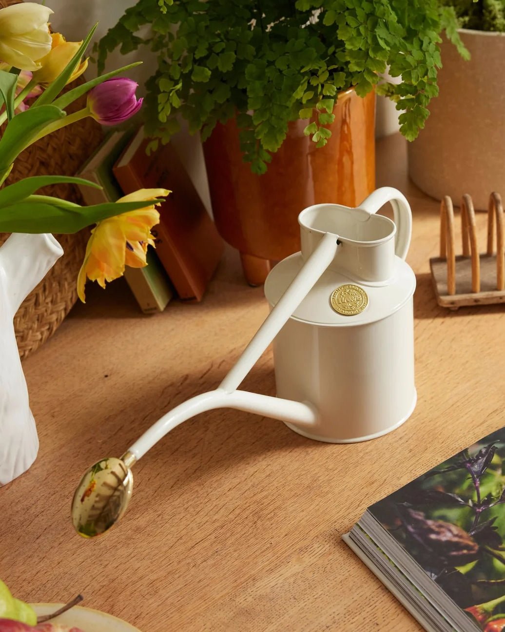 Classic Indoor Watering Can - White Granite - BRIT LOCKER